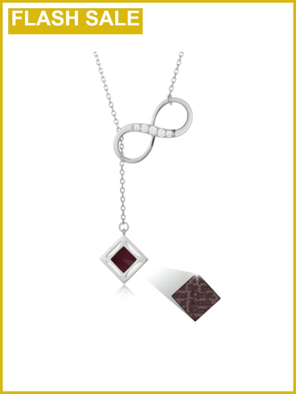 925 Sterling Silver Nano Bible Infinity Necklace 17.7-19"